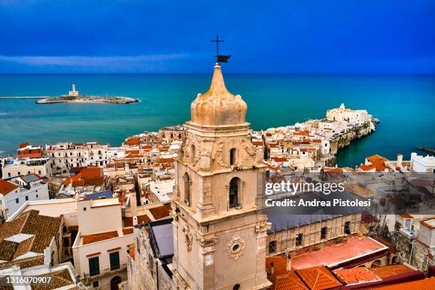 vieste village on gargano coastline, puglia, italy - vieste bildbanksfoton och bilder