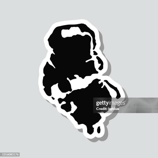 huahine map sticker on gray background - french polynesia stock illustrations