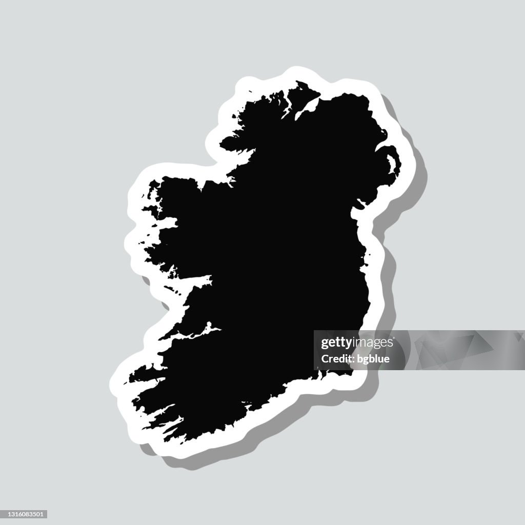 Ireland Map Sticker Ireland Map Sticker On Gray Background High-Res Vector Graphic - Getty ...
