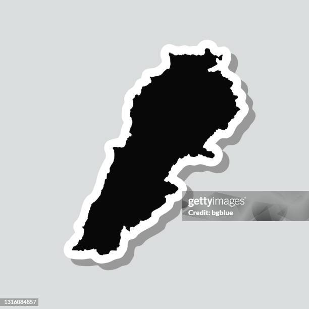 lebanon map sticker on gray background - beirut stock illustrations