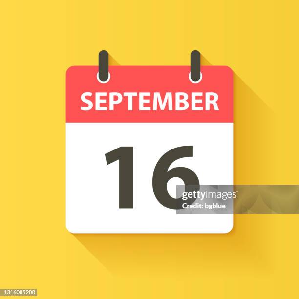 september 16 - daily calendar icon in flat design style - september stock illustrations
