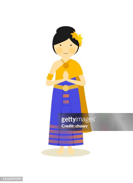 ilustrações, clipart, desenhos animados e ícones de roupas tradicionais hondurenha para mulheres - povo tailandês