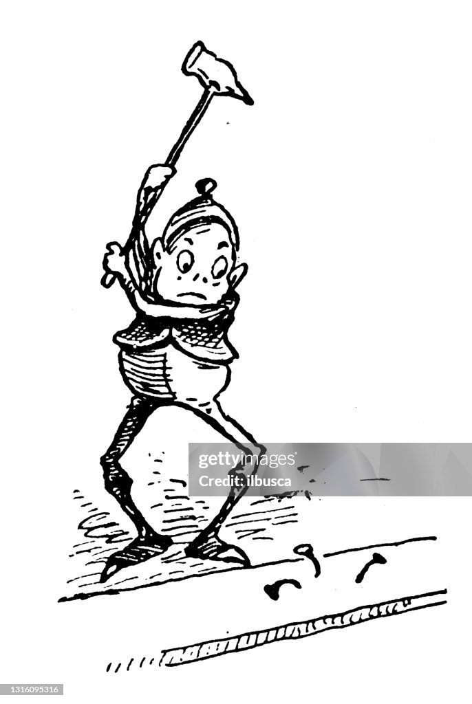 Antique illustration of funny cartoon comic characters ("The Brownies", 1887)