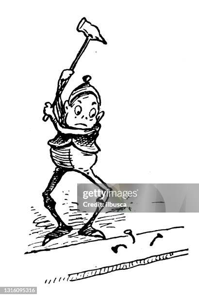 antique illustration of funny cartoon comic characters ("the brownies", 1887) - seattle art museum stock illustrations