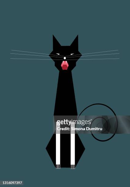 illustration of an angry cat, isolated on a blue background - pets icon blue stock pictures, royalty-free photos & images