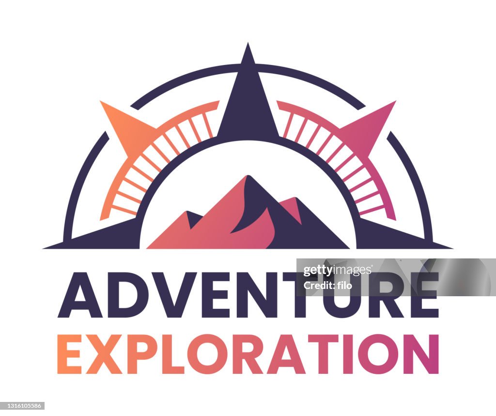 Adventure Exploration Mountain Compass símbolo insignia al aire libre