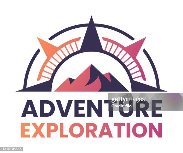 illustrazioni stock, clip art, cartoni animati e icone di tendenza di adventure exploration mountain compass simbolo badge outdoor - adventurer