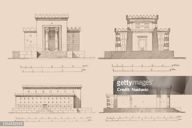 tempel salomos rekonstruktion - architectural drawings stock-grafiken, -clipart, -cartoons und -symbole