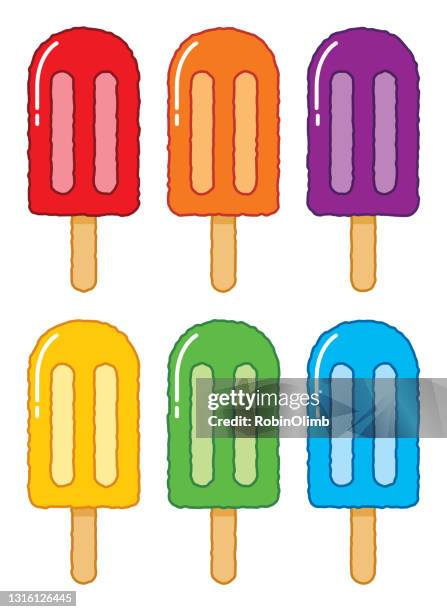 sechs strukturierte popsicles. - eisstiel stock-grafiken, -clipart, -cartoons und -symbole