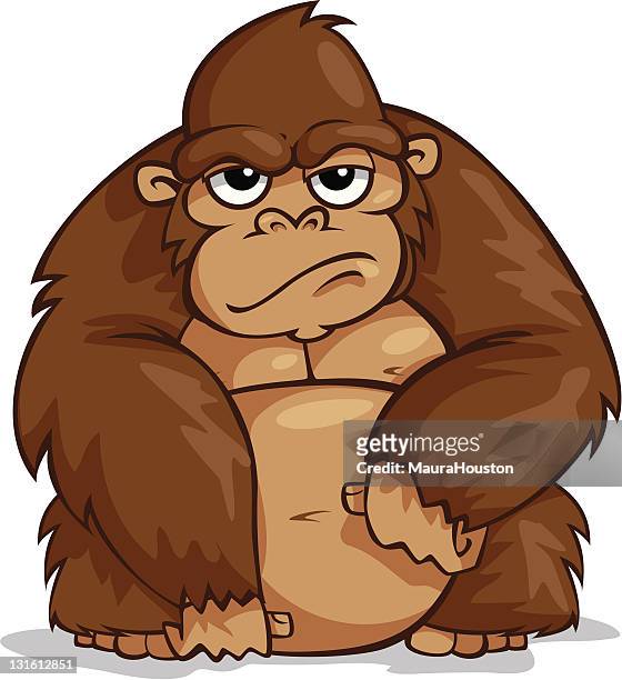 gorilla looking annoyed - angry monkey stock illustrations