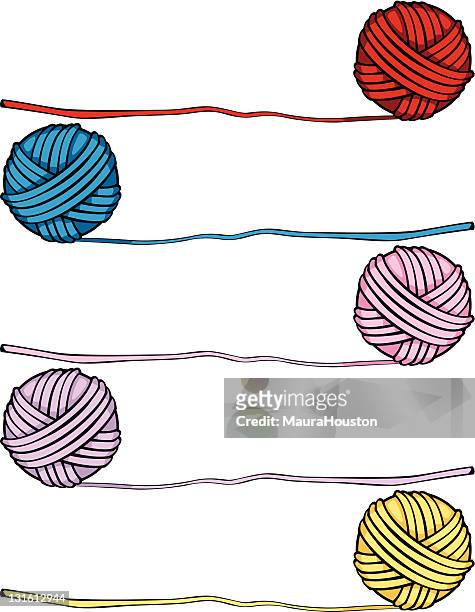 balls of yarn - yarn art stock illustrations