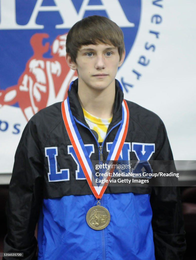 Oley Valley's Joey Fick pins Palmerton's Sam Oberlander in 2:06 to place seventh at 120 pounds.WRESTLING PIAA-AA individual championships at the Giant Center, Hershey. Photo by Jeremy Drey3/10/2012