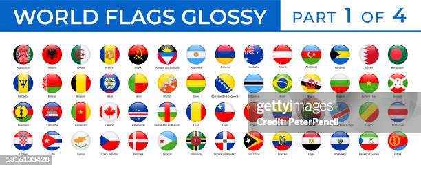 bildbanksillustrationer, clip art samt tecknat material och ikoner med världsflaggor - vector round glossy icons - del 1 av 4 - algeriska flaggan