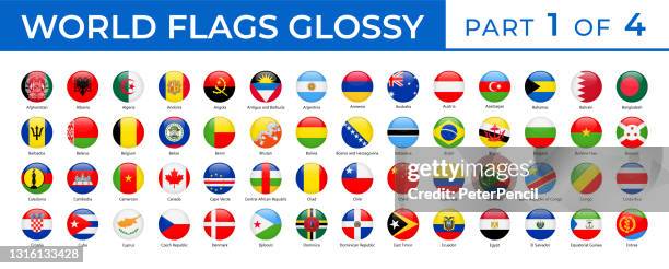 world flags - vector round glossy icons - part 1 of 4 - croatia stock illustrations