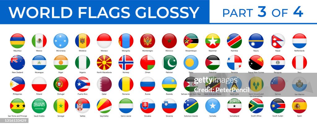 World Flags - Vector Round Glossy Icons - Part 3 of 4