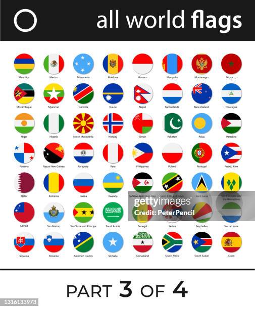 world flags - vector round flat icons - part 3 of 4 - mexico portugal stock illustrations