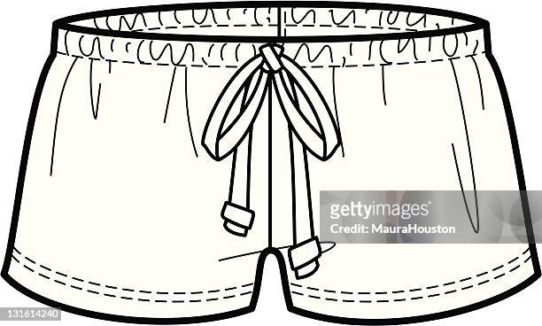 ilustraciones, imágenes clip art, dibujos animados e iconos de stock de fashion ilustración de drawsting pantalones cortos - waistband