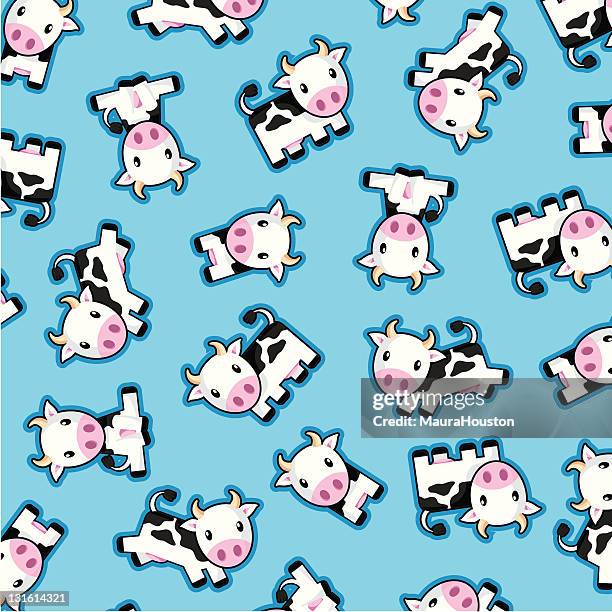 cute little cow pattern - cute cow stock illustrations