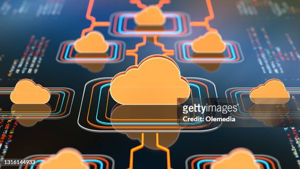 abstraktes cloud-computing-technologiekonzept - cloud computing stock-fotos und bilder