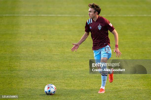Sam Vines of Colorado Rapids in action during a game against the Vancouver Whitecaps at Rio Tinto Stadium on May 02, 2021 in Sandy, Utah.