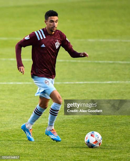 Younes Namli of Colorado Rapids in action during a game against the Vancouver Whitecaps at Rio Tinto Stadium on May 02, 2021 in Sandy, Utah.