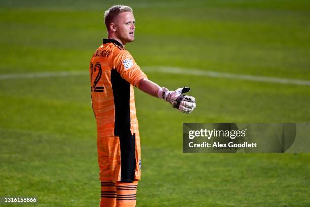 William Yarbrough of Colorado Rapids looks on during a game against the Vancouver Whitecaps at Rio Tinto Stadium on May 02, 2021 in Sandy, Utah.