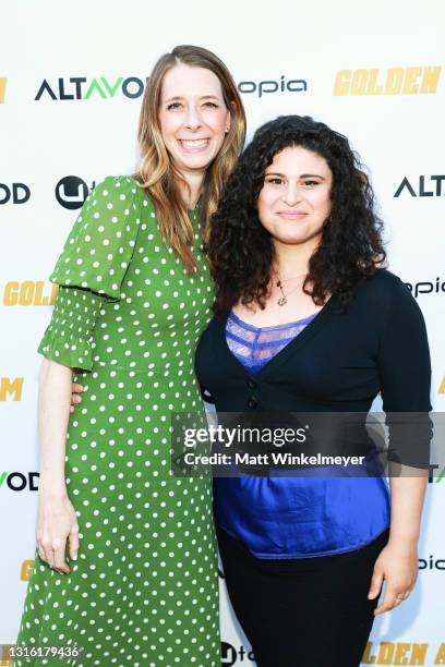 Dawn Luebbe and Olivia Stambouliah attend Utopia Films presents "Golden Arm" premiere at Palm Sophia Rooftop on April 30, 2021 in Culver City,...