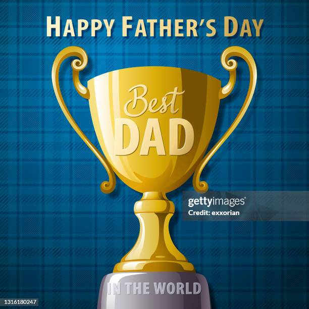 stockillustraties, clipart, cartoons en iconen met beste papa trofee - vaderdag