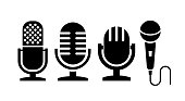 Vintage microphone vector icon
