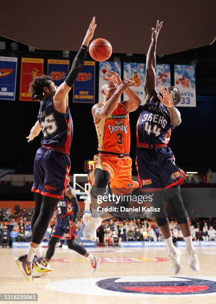 Scott Machado of the Cairns Taipans drives to the basket during the round 16 NBL match between the Adelaide 36ers and Cairns Taipans at Adelaide...