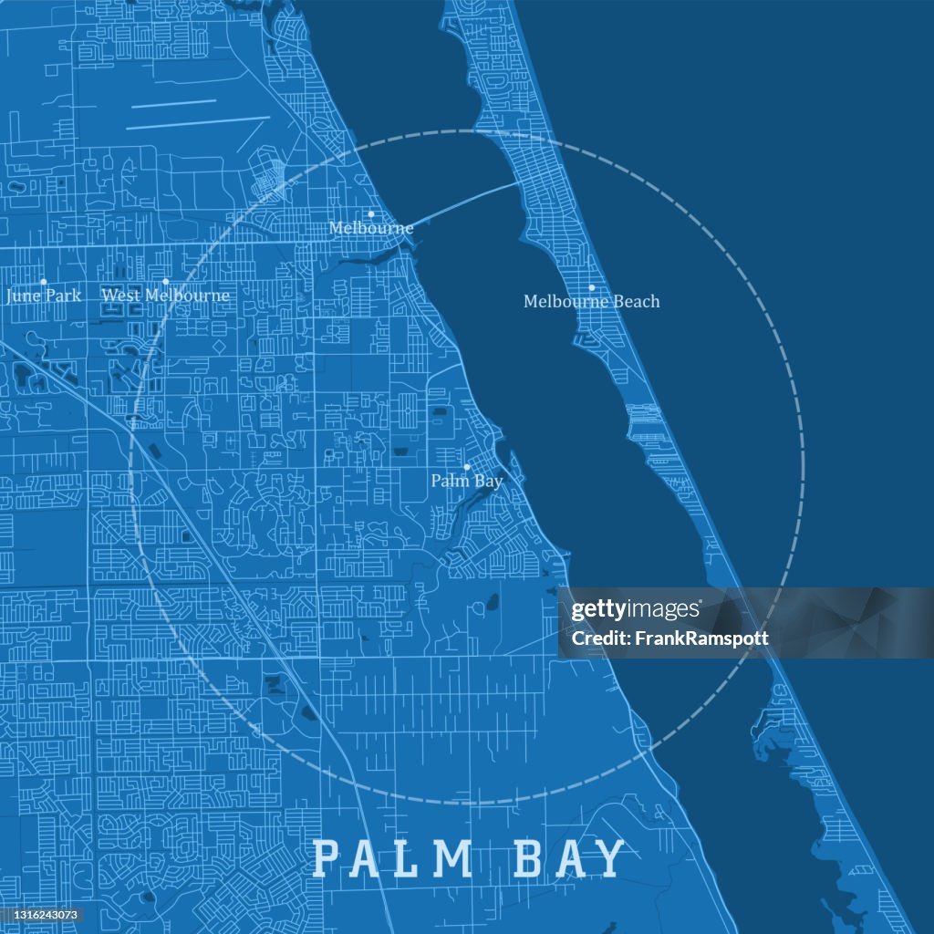 Palm Bay FL City Vector Road Map Blue Text