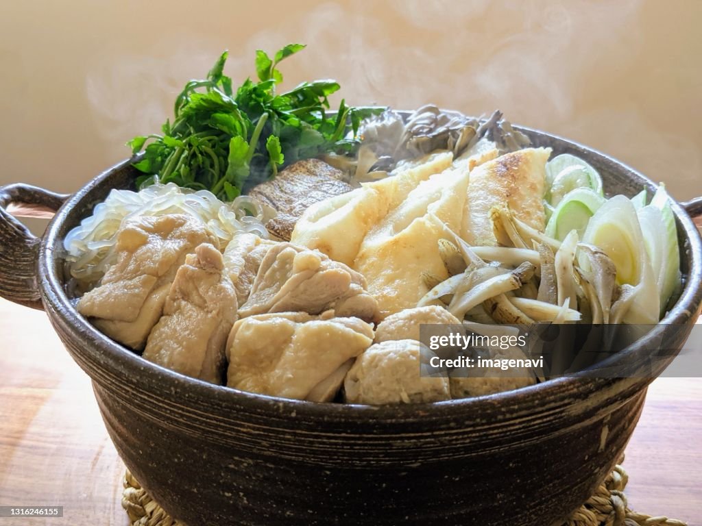 Japanese Hot Pot with Kiritanpo (Mashed Rice), Akita Prefecture, Japan