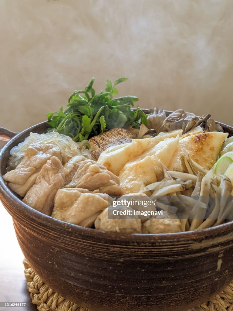 Japanese Hot Pot with Kiritanpo (Mashed Rice), Akita Prefecture, Japan