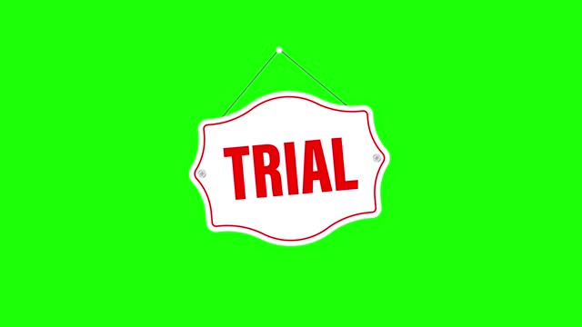 Trial sign on light background. Motion graphics.