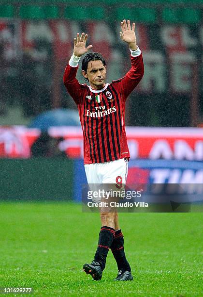Filippo Inzaghi of AC Milan during the Serie A match between AC Milan and Catania Calcio at Stadio Giuseppe Meazza on November 6, 2011 in Milan,...