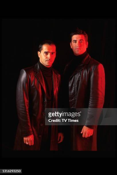 Eastenders actors Michael Greco and Marc Bannerman in character as brothers Beppe and Gianni di Marco, circa 1999.