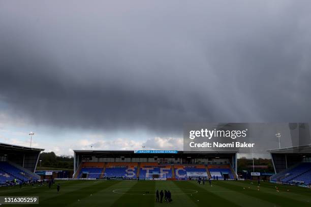 General view inside the stadium ahead of the Sky Bet League One match between Shrewsbury Town and Ipswich Town at Montgomery Waters Meadow on May 04,...