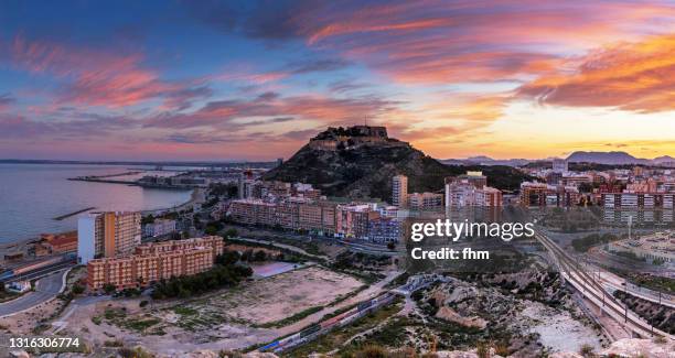 alicante at sunset (province valencia, spain) - alicante province stock pictures, royalty-free photos & images