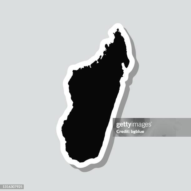 madagascar map sticker on gray background - antananarivo stock illustrations