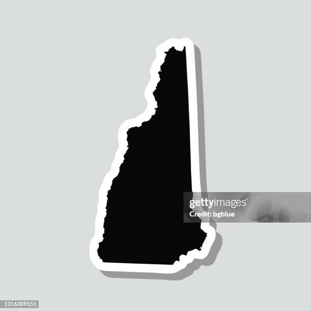 new hampshire map sticker on gray background - new hampshire stock illustrations