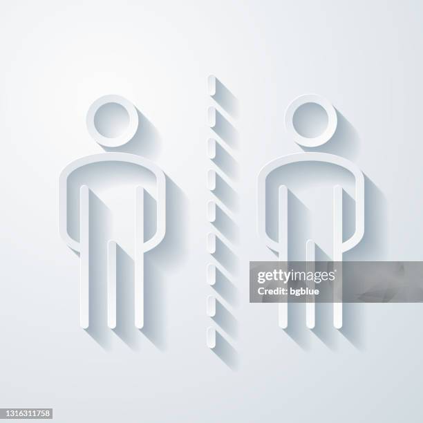 social distancing. icon with paper cut effect on blank background - safety protocol stock illustrations