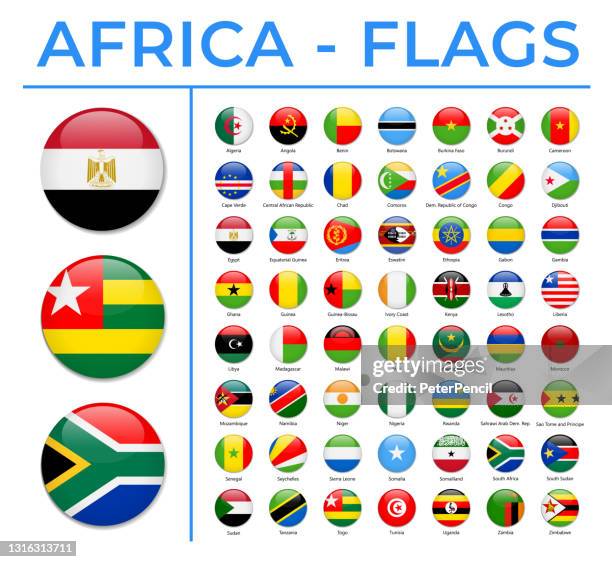 world flags - africa - vector round circle glossy icons - nigeria stock illustrations