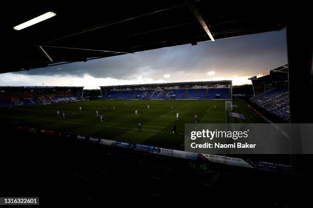 General view inside the stadium during the Sky Bet League One match between Shrewsbury Town and Ipswich Town at Montgomery Waters Meadow on May 04,...
