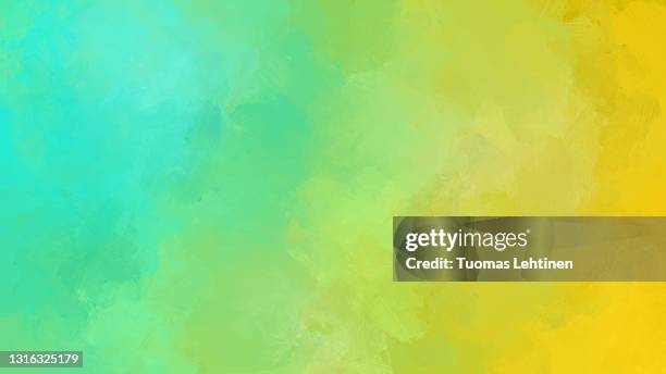 abstract light green and yellow oil painting background with brush strokes. - 油絵 ストックフォトと画像