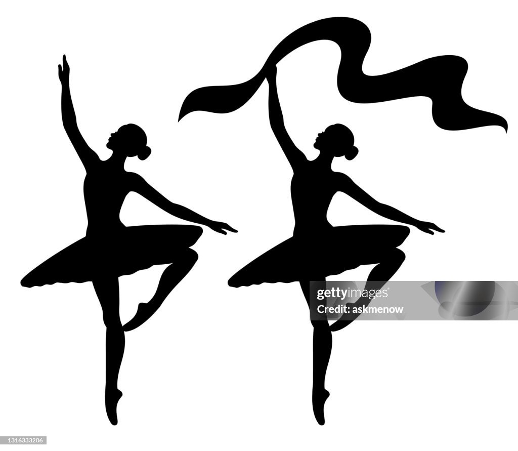 Elegant balletdanserssilhouet