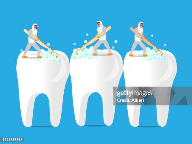 brushing teeth - taking standardized test stock illustrations