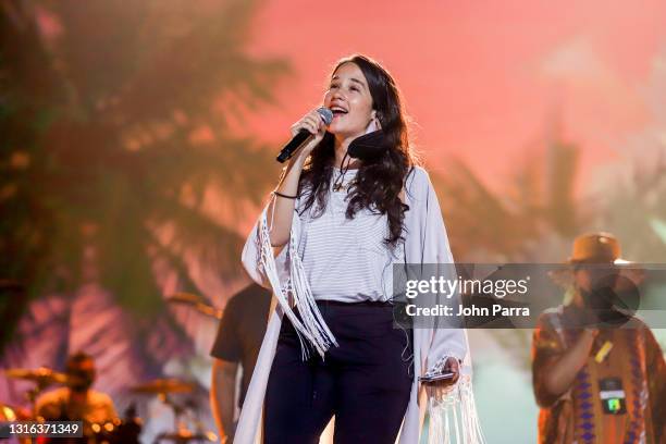 Ximena Sariñana rehearses onstage during the Latin GRAMMY Celebra Ellas y Su Musica on May 04, 2021 in Hollywood, Florida.
