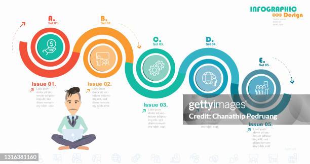 business data visualization. timeline infographic icons designed for abstract background template stock illustration infographic, road map, number 5, timeline - visual aid, computer graphic - path infographic stock illustrations