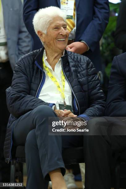 Dawn Fraser looks on during the official opening of the Sleeman Sports Complex Opens Olympic Winter Sports Training Facility on May 05, 2021 in...