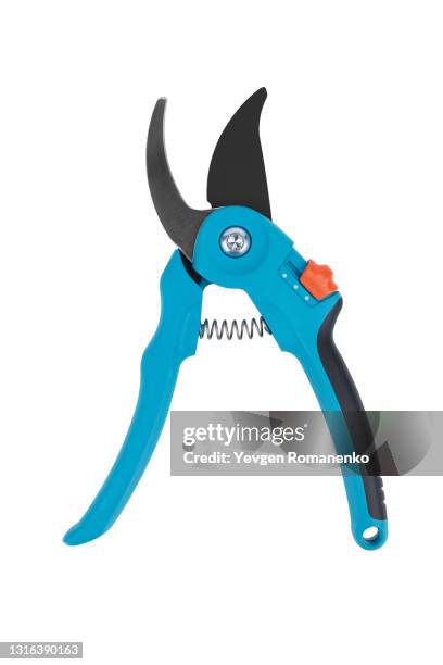 garden pruner isolated on white background - garden tools stock pictures, royalty-free photos & images